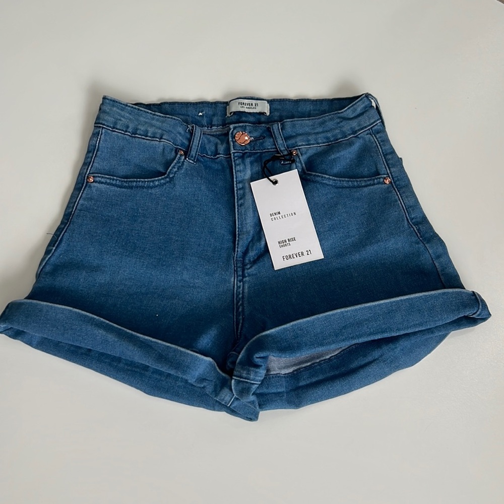 Forever 21 High Rise Medium Wash Shorts